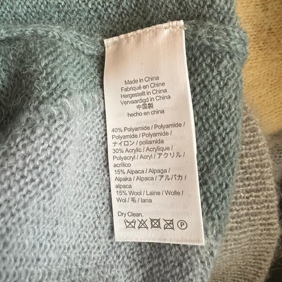 J. Crew Diamon Checked Crewneck Sweater Blue Yellow - Picture 3 of 9